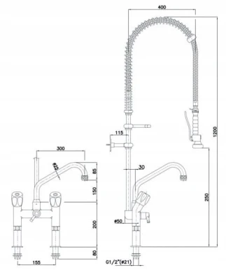 Bateria z wylewką i prysznicem Bartscher 400137