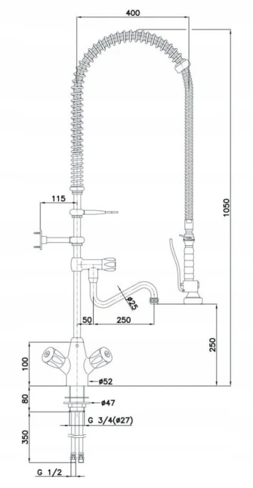 Bateria z wylewką i prysznicem Bartscher 400136