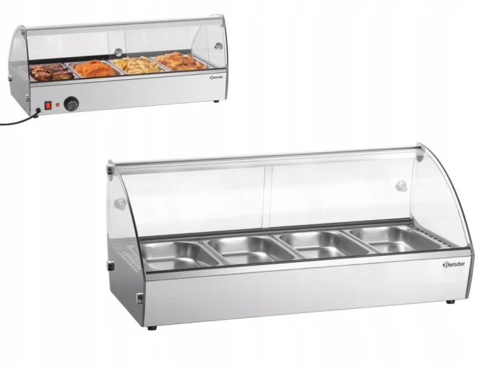 BEMAR Z OSŁONĄ WITRYNA GRZEWCZA 500W + 4 x GN 1/3