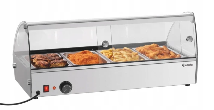 BEMAR Z OSŁONĄ WITRYNA GRZEWCZA 500W + 4 x GN 1/3